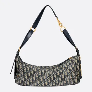 Dior Medium D-Journey Bag in Blue Dior Oblique Jacquard Gold Hardware