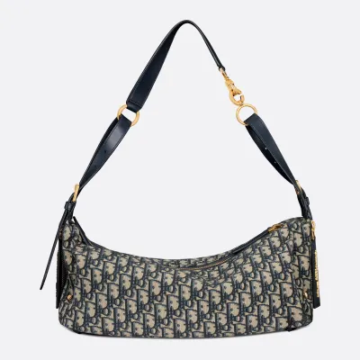 Dior Medium D-Journey Bag in Blue Dior Oblique Jacquard Gold Hardware