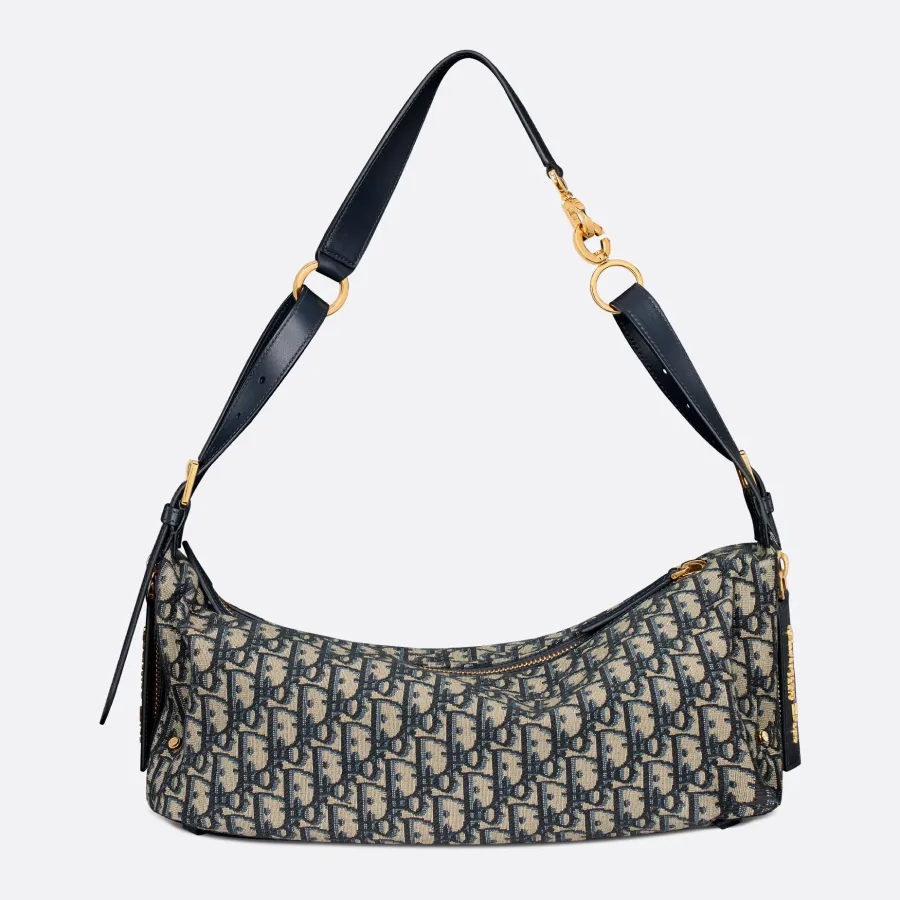 Dior Medium D-Journey Bag in Blue Dior Oblique Jacquard Gold Hardware