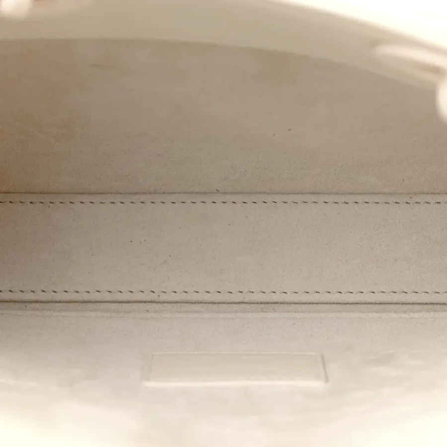 Dior Medium Lady D-Joy Latte Diamond Cannage Calfskin Leather Matte White Hardware