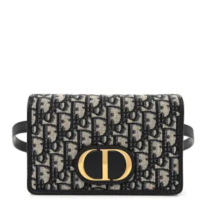 Dior Small Montaigne 30 2-in-1 Pouch Blue Oblique Canvas Gold Hardware