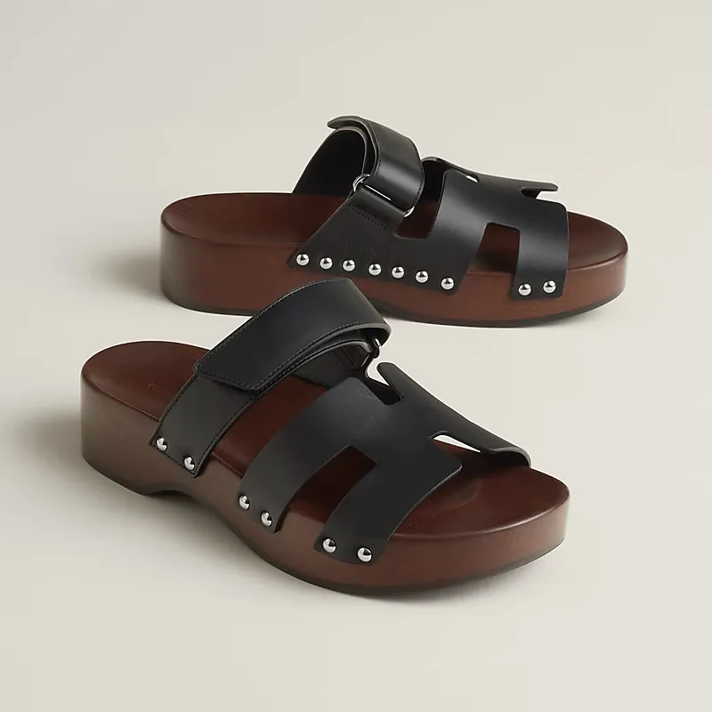 HERMES  Kos Slippers High-heeled slippers Black High Heels Sandal