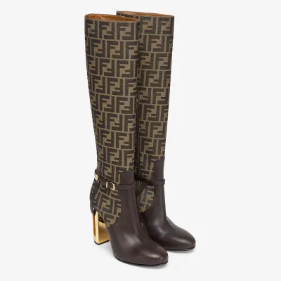 FENDI Brown leather high heeled boots