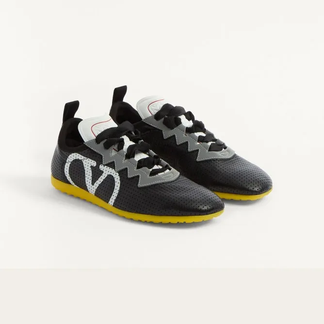 VALENTINO CHROMATHON Eyelet suede sneakers