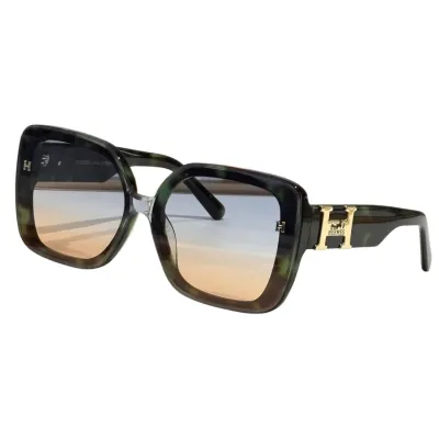 Hermès square frame glasses leopard/orange/black silver/black gold/green/green leopard color Size 55-18-145