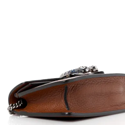 Gucci Mini Super Dionysus Shoulder Bag Blue Tea / Cuir / Epilog Electric Blue New Denim GG Monogram Coated Canvas & Dollar Calfskin Leather Aged Silver Hardware