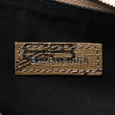 Balenciaga XS Le Cagole Shoulder Bag Beige/Brown Coated Canvas BB Monogram Silver Hardware