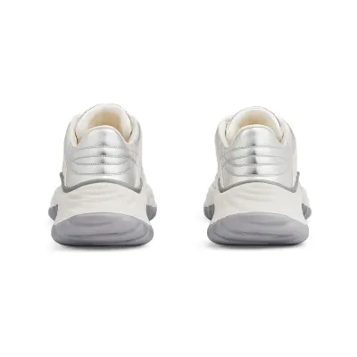 Gucci Ripple series women's thick soled sports shoes white silver Sneakers