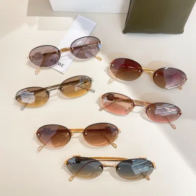 Loewe Oval glasses blue orange/rose gold/brown/tawny/purple color Size 51口21-140