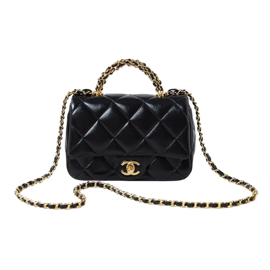 Chanel Gold handle handbag wine red/black/White/milk tea color/avocado green crossbody bag