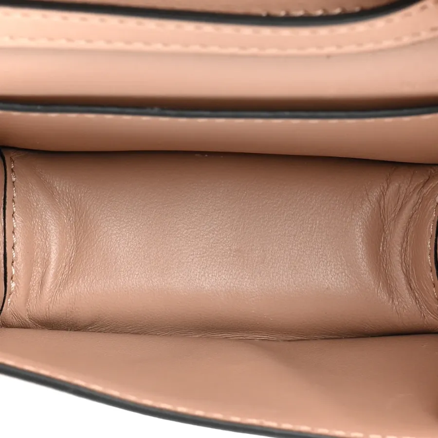 Valentino Garavani Micro VLogo Locò Shoulder Bag Poudre Calfskin Leather Gold Hardware