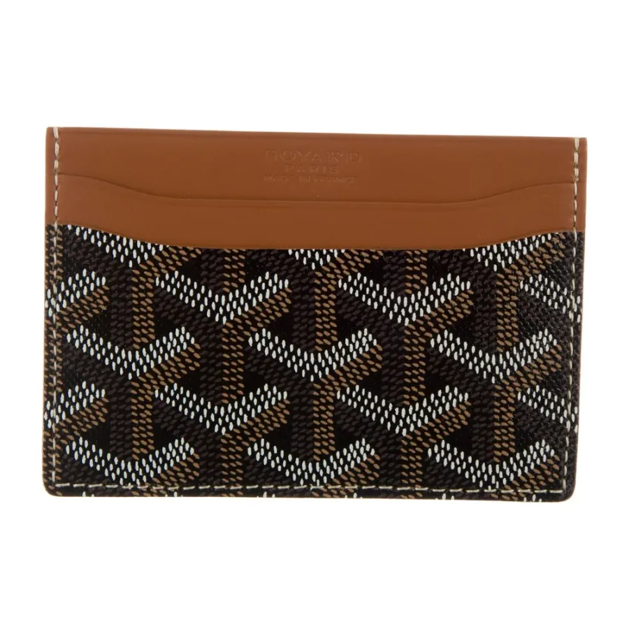 Goyard Small Printed Card Holder Black and Brown Goyardine Canvas