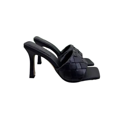 Bottega Veneta Parco Mule In Black Intrecciato Leather Mule (Heel Height 9cm)