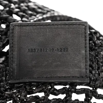 Saint Laurent Medium Oxalis Shoulder Bag Black Raffia & Calfskin Leather Gold Hardware