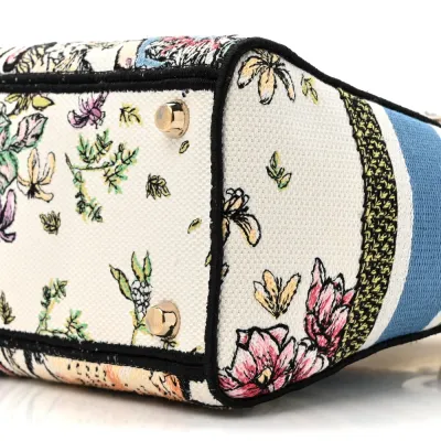 Dior Medium D-Constellation Lady D-Lite Latte Multicolor Embroidered Canvas Gold Hardware