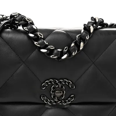 Chanel 19 Medium Flap Bag – Quilted Lambskin   Silver Hardware