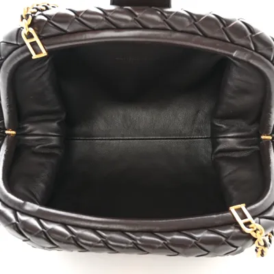 Bottega Veneta Medium Teen Intrecciato The Lauren 1980 Clutch With Chain Fondant Nappa Leather Gold Hardware