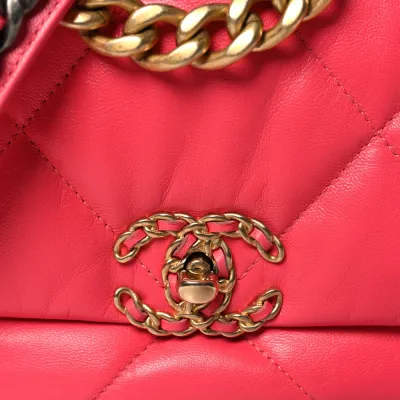 Chanel 19 Flap Medium Coral Quilted Goatskin Leather