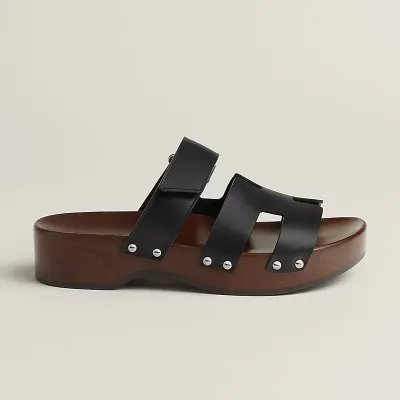 HERMES  Kos Slippers High-heeled slippers Black High Heels Sandal