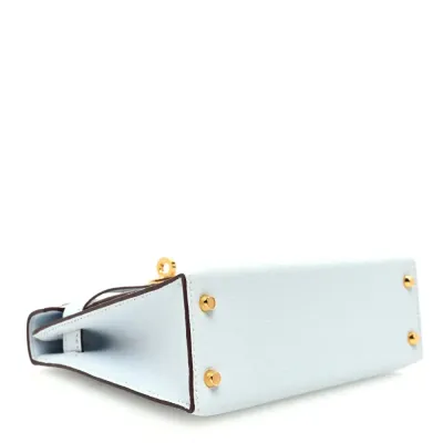 Hermès Mini Kelly Sellier 20 Bleu Brume Chèvre Mysore Leather Permabrass Hardware