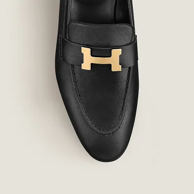 HERMES Paris Black Loafers