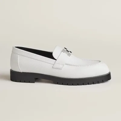 HERMES Faubourg white Loafers