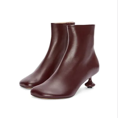 LOEWE Burgundy Leather Toy ankle boots