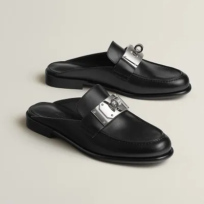 HERMES Iota Mule Black Slippers