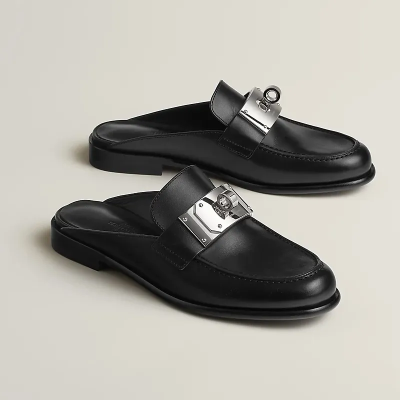 HERMES Iota Mule Black Slippers