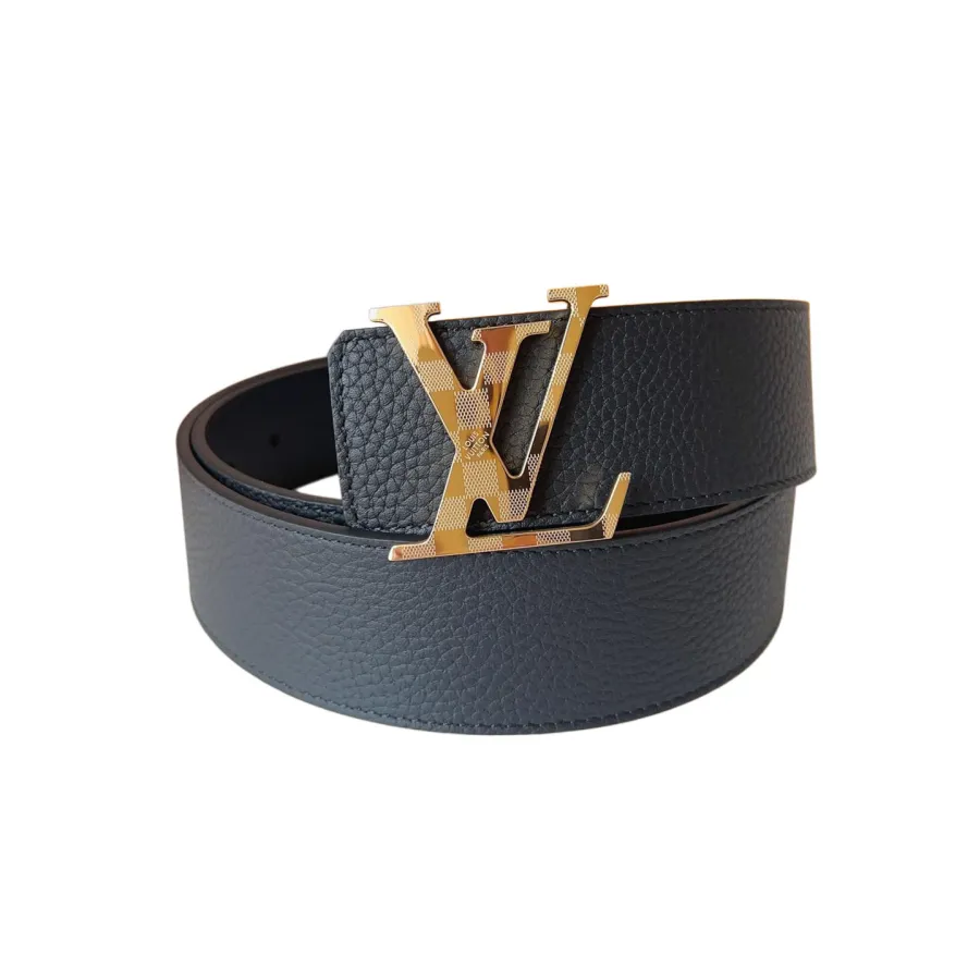 Louis Vuitton Men's Damier Buckle Reversible Belt In Black Calfskin With Gold/Silver Hardware 40mm