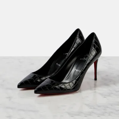 Christian Louboutin Black imitation crocodile leather heels