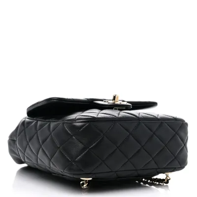 Chanel In Seoul Backpack Small Black Quilted Lambskin Leather Light Gold Hardware
