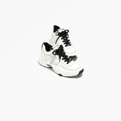 White and black cotton Chanel Sneakers