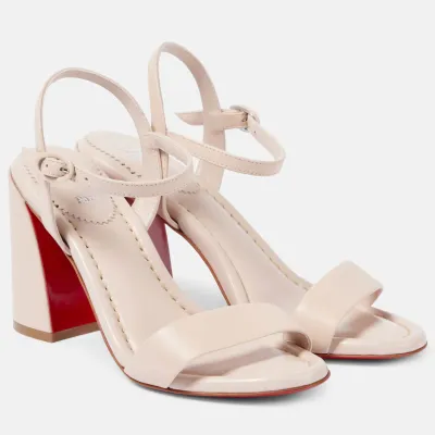Christian Louboutin Pink leather round toe chunky heel sandals
