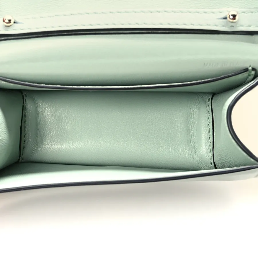 Valentino Garavani Crystal VLogo Micro Locò Shoulder Bag Morning Dew Calfskin Leather Incognito Hardware