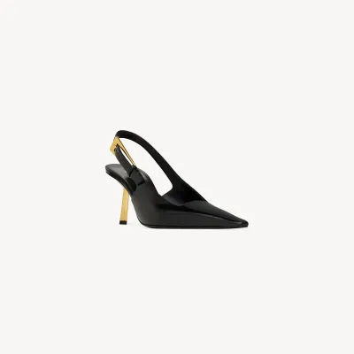 Yves Saint Laurent black Sleek leather high heels