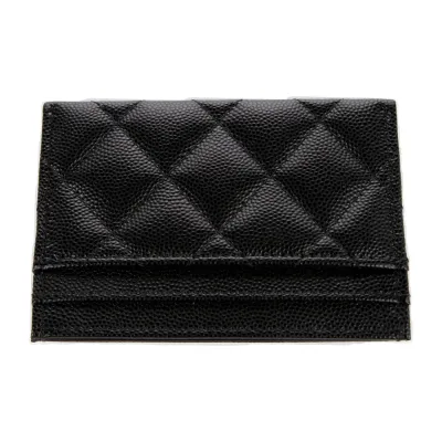 Chanel Small Interlocking CC Logo Card Holder Black Lambskin Leather Gold Hardware