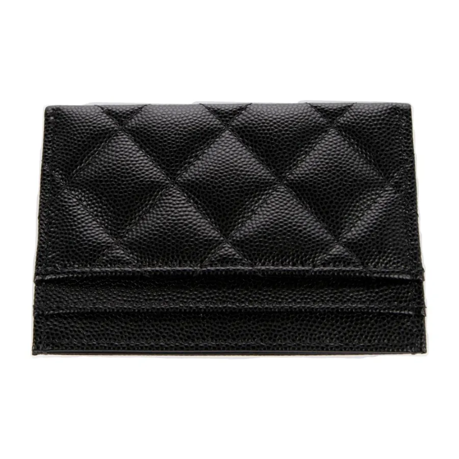 Chanel Small Interlocking CC Logo Card Holder Black Lambskin Leather Gold Hardware