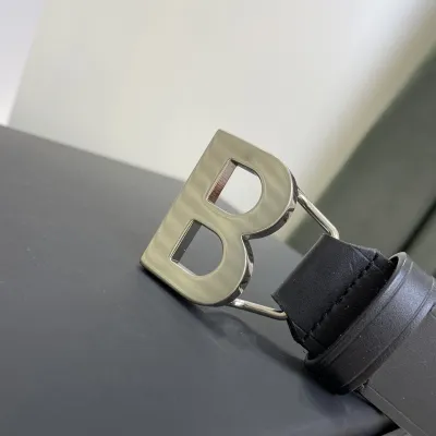 Balenciaga Women's Single B Buckle Belt In Pink/Pale Pink/Black Smooth Calfskin With Gold/Silver Hardware 30mm