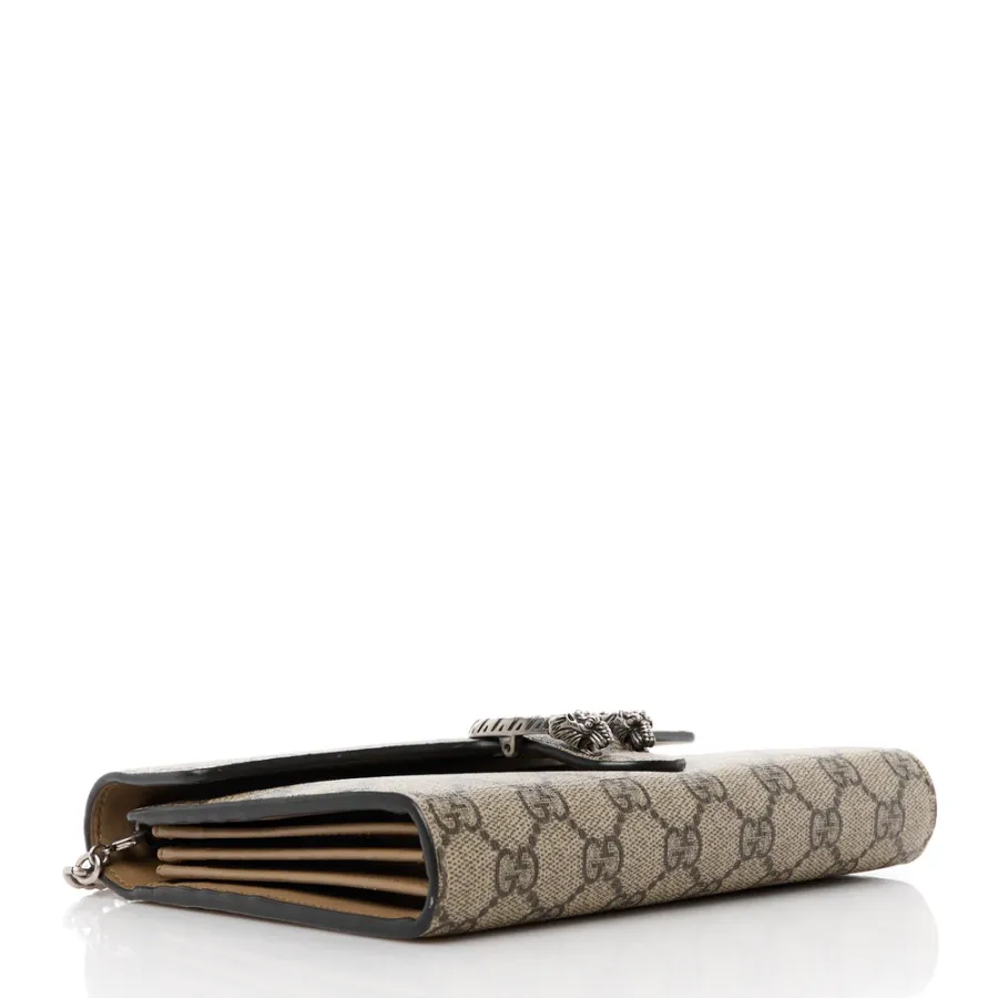 Gucci Mini Dionysus Chain Wallet Beige/Taupe GG Supreme Monogram Canvas Aged Silver Hardware