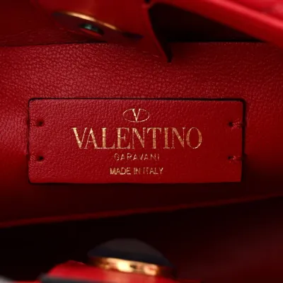 Valentino Garavani Small Roman Stud The Handle Bag Rouge Pur Nappa Leather Gold Hardware