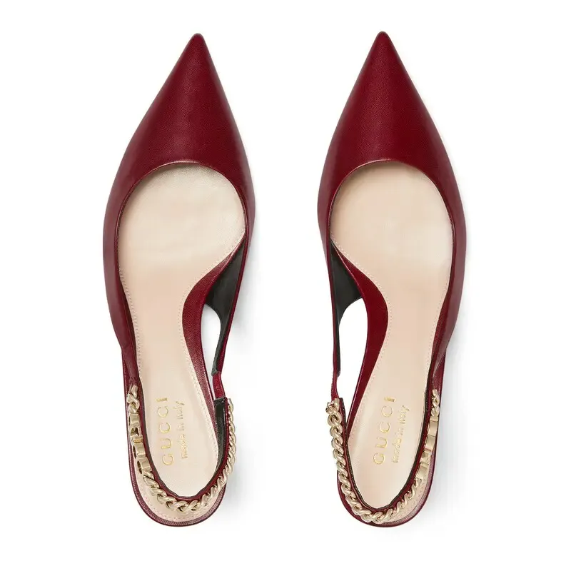 Gucci red pointed heels high heels shoes Rear lace up high heels