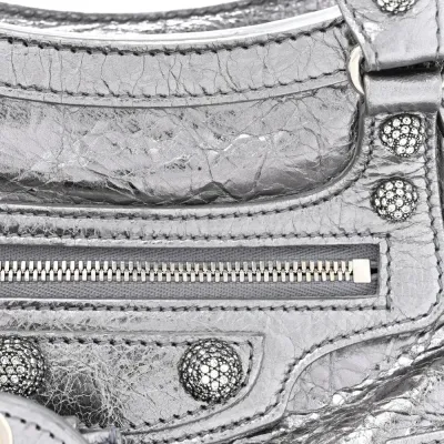 Balenciaga XS Crystal Neo Cagole Handbag Silver Agneau Arena Leather Silver Hardware