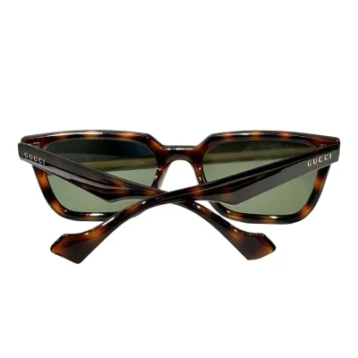 Gucci square frame glasses leopard/airy blue/black/leopard yellow color Size 55口19-145