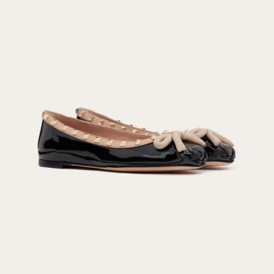 VALENTINO Studded patent leather ballet flats