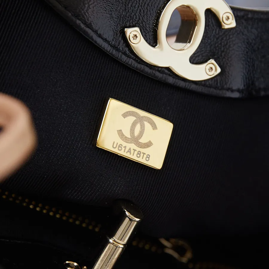 Chanel Quilted Lambskin Leather Black and Milk tea color Crossbody Bags
