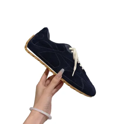 Bottega Veneta Orbit Flash Sneakers In Dark Blue Suede Lace-Up Sneaker