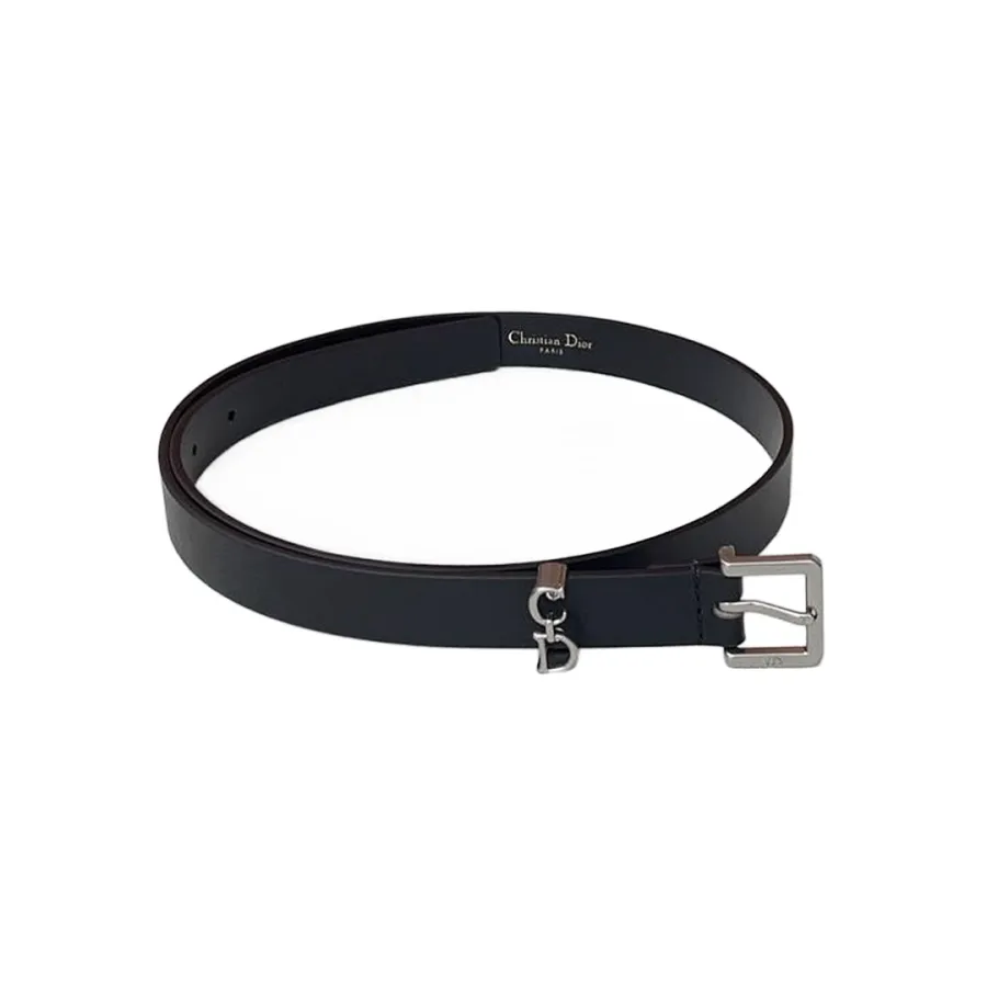 Dior Women' s Square Buckle Loop Belt In Black/White/Khaki Calfskin With Gold/Silver Hardware 20mm