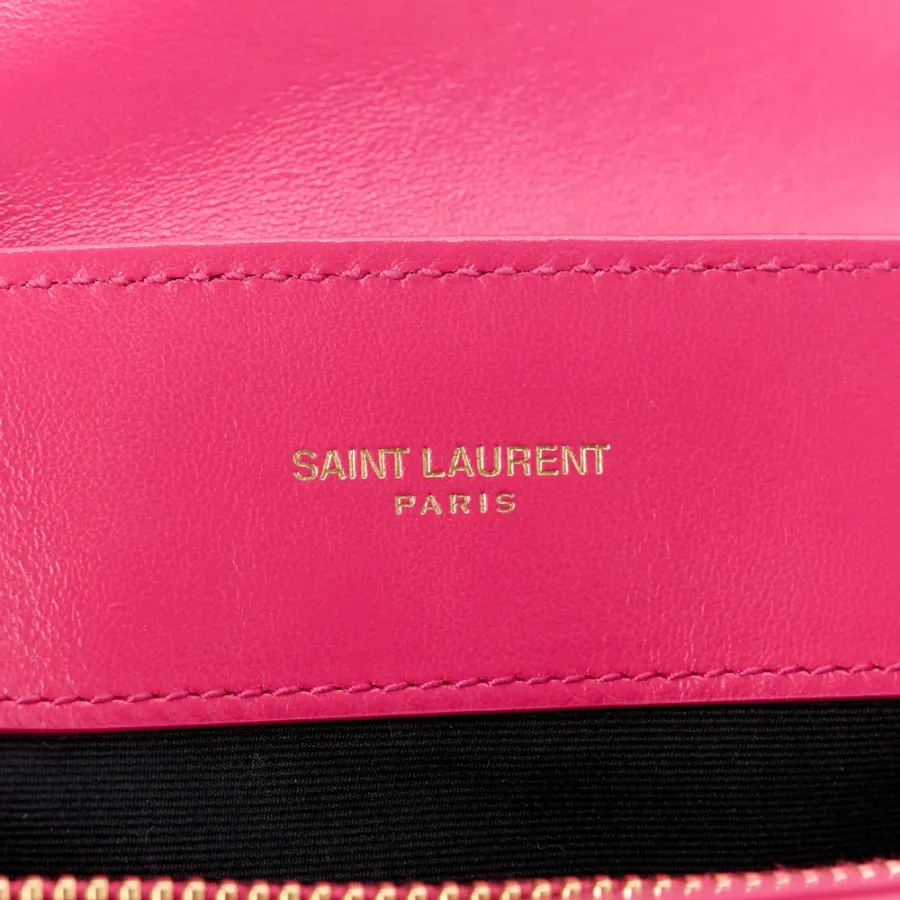 Saint Laurent Small Loulou Chain Satchel Fresh Fuchsia Y-Quilted Monogram Calfskin Leather Gold Hardware