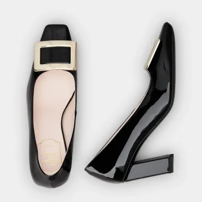 Roger Vivier Belle Vivier Pumps High Heels In Black Patent Leather With Metal Buckle (Heel Height 7cm)
